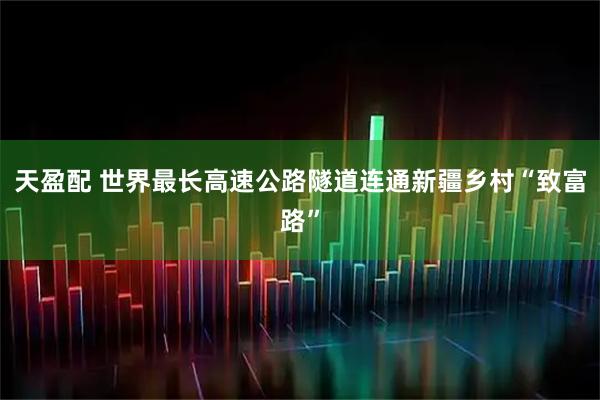 天盈配 世界最长高速公路隧道连通新疆乡村“致富路”