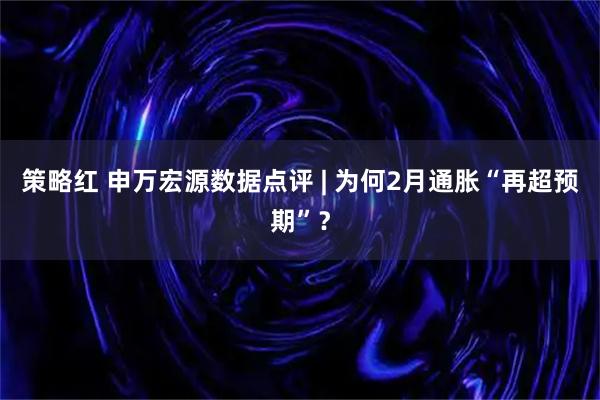 策略红 申万宏源数据点评 | 为何2月通胀“再超预期”？